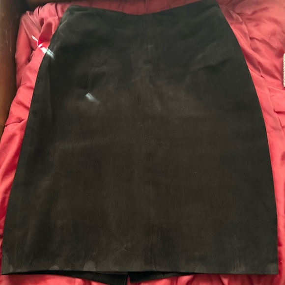 Dresses & Skirts - Vintage North Beach Leather Black  Suede Pencil Skirt size 11/12. Runs small